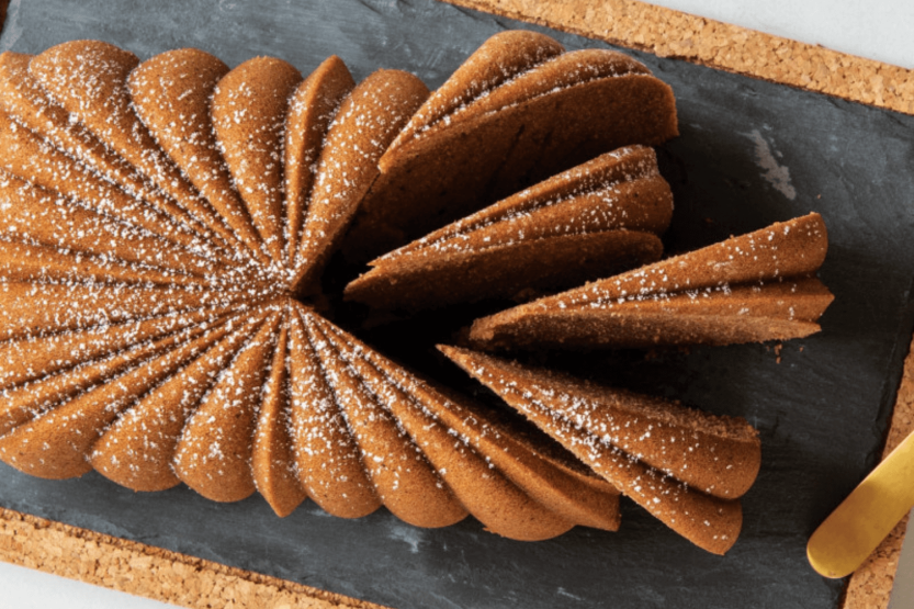 Nordic Ware gold pleated cake mould in cast aluminium