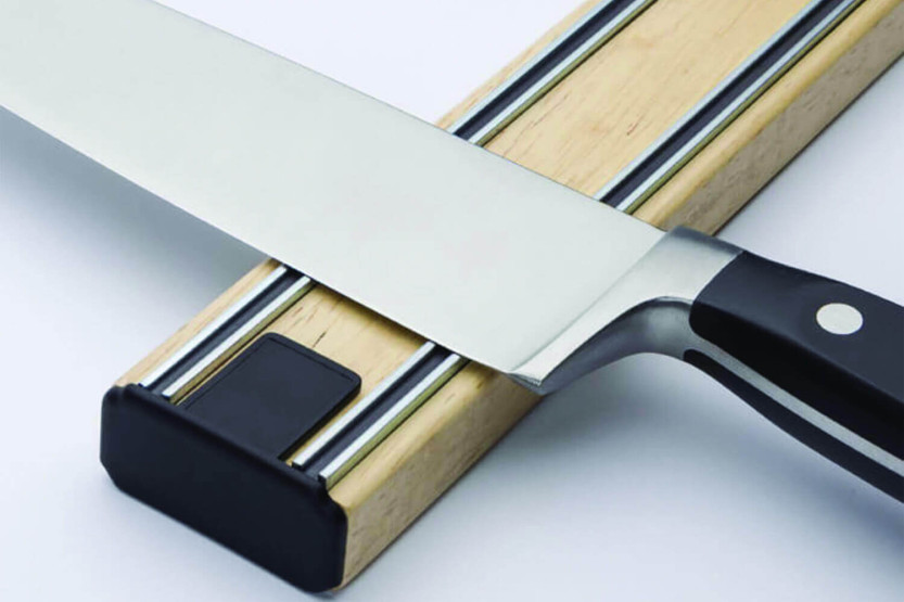 BISBELL barra magnética de madera de caucho "Bisigrip" 45 cm para cuchillos de cocina