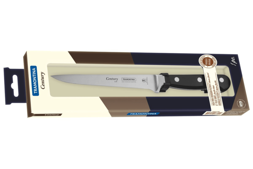 Tramontina Century filet de sole-kniv 15 cm smidd blad svart polykarbonathåndtak