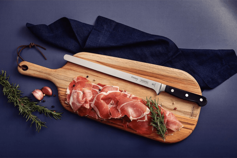 Tramontina Century coltello da prosciutto 25 cm lama forgiata manico in policarbonato nero
