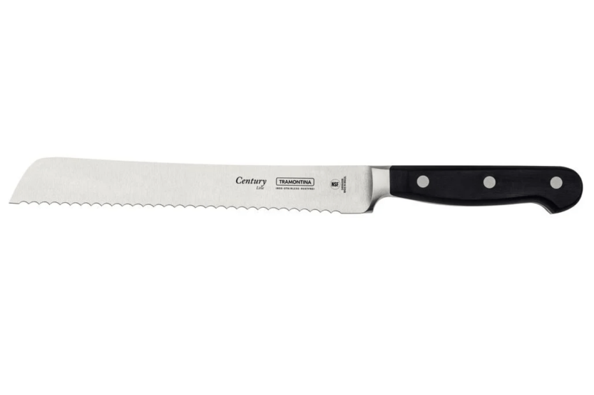 Cuchillo para pan Tramontina Century 20cm hoja forjada mango de policarbonato negro