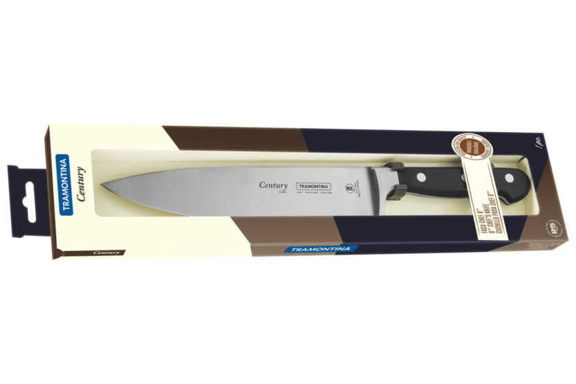 Faca para chef Tramontina Century 20cm lâmina forjada cabo de policarbonato preto