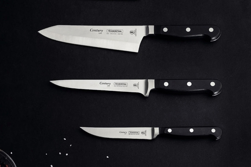 Tramontina Century Rocking santokukniv 18 cm smedet blad sort polykarbonat håndtag