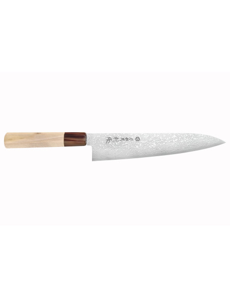 21 cm Toshitaka Suminagashi SG2 Damaskus kokkekniv, håndlavet i Japan