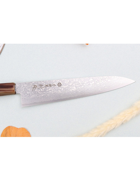 Cuchillo de cocinero japonés Toshitaka Suminagashi SG2 Damasco de 21cm