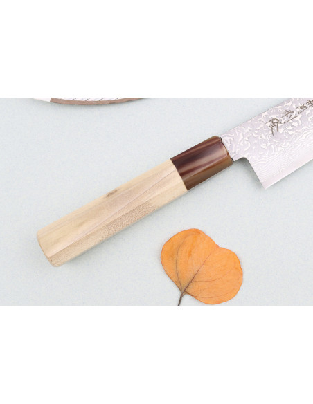 Cuchillo de cocinero japonés Toshitaka Suminagashi SG2 Damasco de 21cm