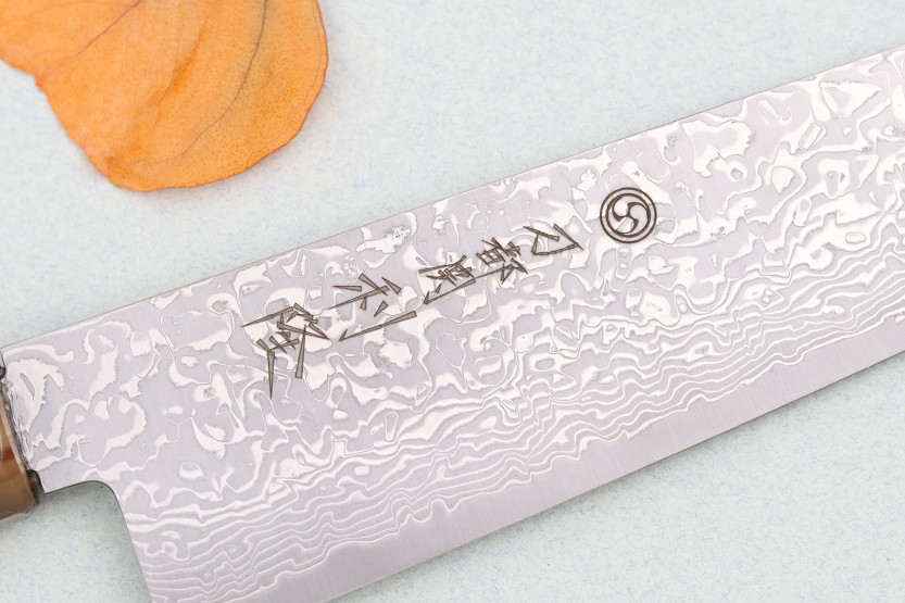 21cm Toshitaka Suminagashi SG2 Damascus chef ' s knife, handmade in Japan