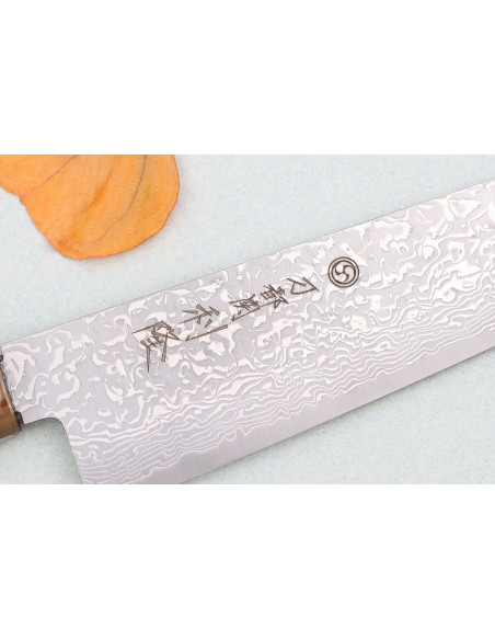 21cm Toshitaka Suminagashi SG2 Damascus chef ' s knife, handmade in Japan