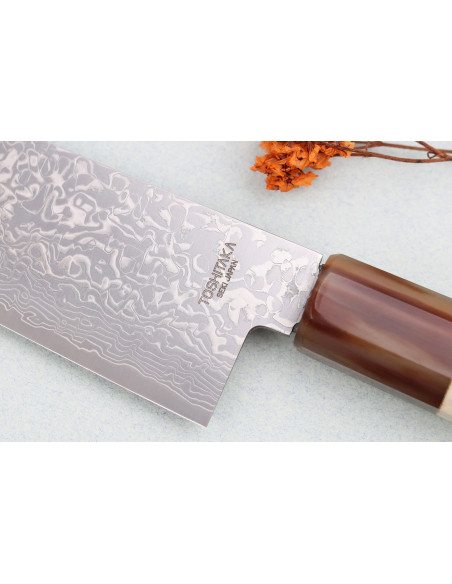21 cm Toshitaka Suminagashi SG2 Damaskus kockkniv, handgjord i Japan