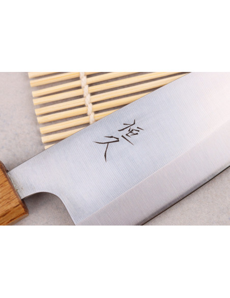 Cuchillo artesano japonés Tsunehisa AUS8 12cm ko-deba con mango de roble