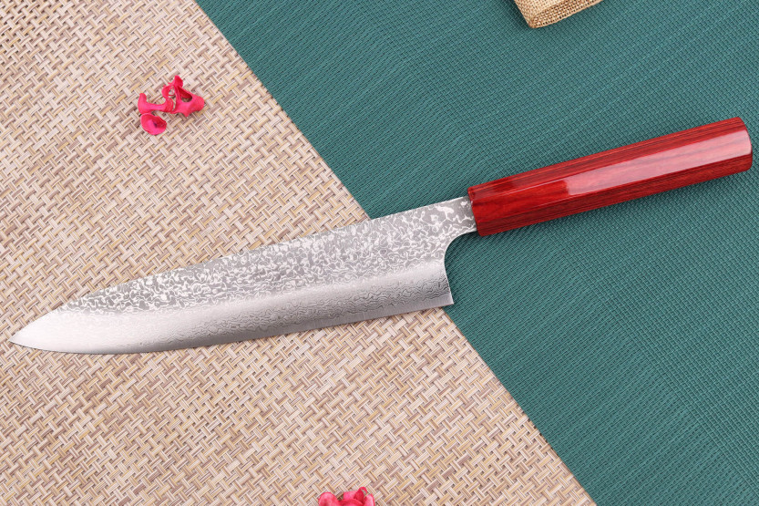 Coltello da cuoco giapponese Kei Kobayashi SG2 Damasco 21 cm fatto a mano