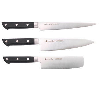 Set di 3 coltelli giapponesi Satake ABS sujihiki + chef + nakiri