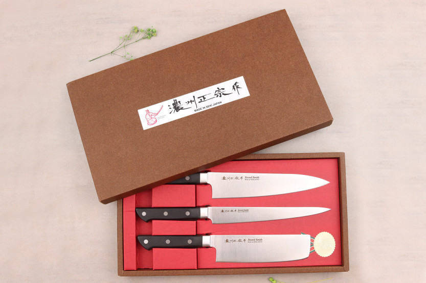 Set of 3 Satake ABS sujihiki + chef + nakiri japanese knives