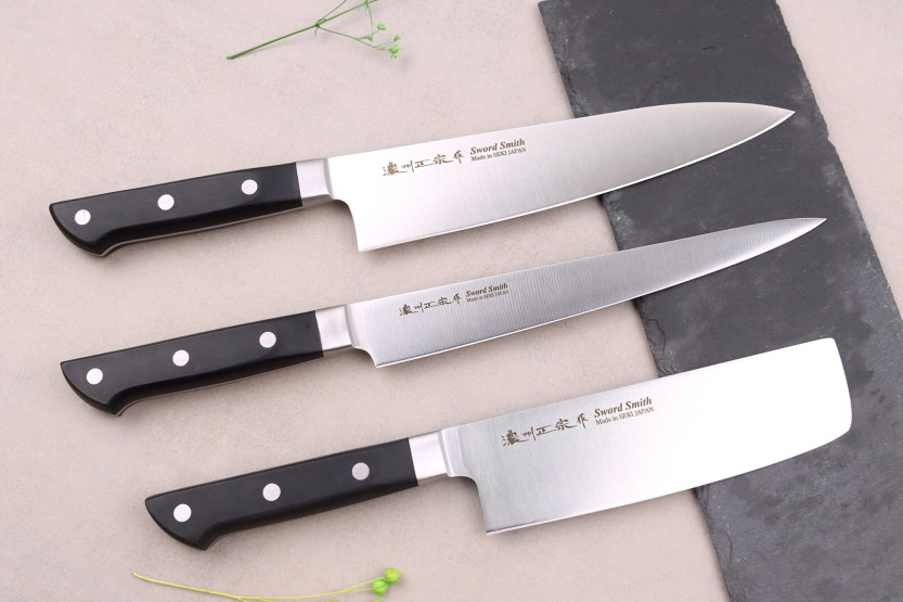 Set di 3 coltelli giapponesi Satake ABS sujihiki + chef + nakiri