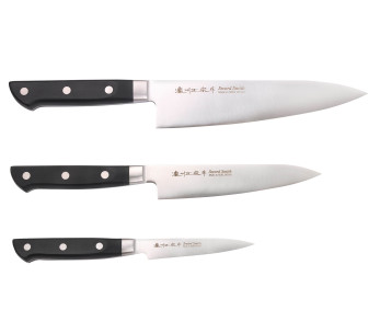 Set med 3 Satake ABS kontorsknivar + universalknivar + japanska kockknivar