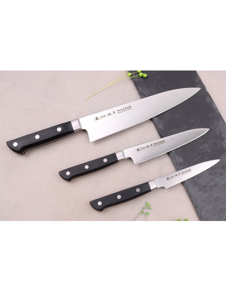 Sett med 3 Satake ABS kontor- + universal- + kokkekniver i ABS