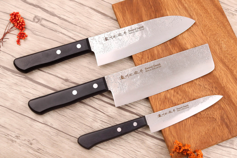 Satake Nashiji 3 japanske kniver sett santoku + nakiri + office
