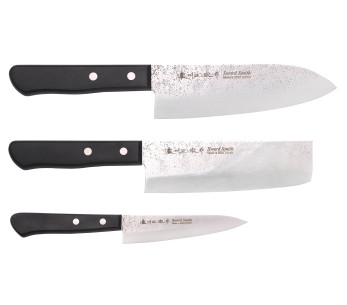 Juego de 3 Satake Nashiji santoku + nakiri + cuchillos japoneses de oficina