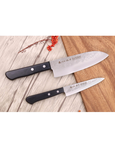 Boxed set 2 Satake Nashiji santoku + kantoor Japanse messen