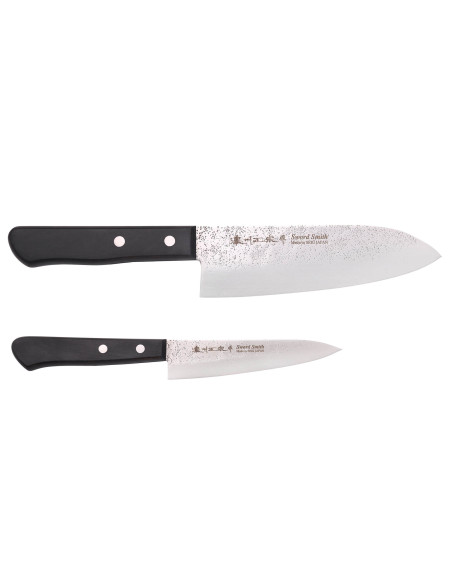 Conjunto de caixa 2 facas japonesas Satake Nashiji santoku + despensa