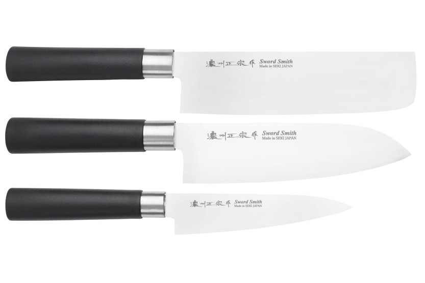 Sæt med 3 Satake Masamune Saku nakiri + santoku + kontor japanske knive