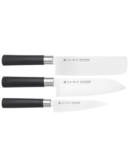 Conjunto de 3 facas japonesas Satake Masamune Saku nakiri + santoku + office