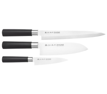 Conjunto de 3 facas japonesas Satake Masamune Saku sashimi + santoku + office
