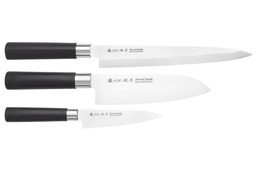 Set mit 3 japanischen Messern Satake Masamune Saku sashimi + santoku + office