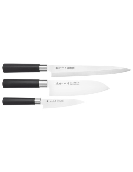 Set di 3 coltelli giapponesi Satake Masamune Saku sashimi + santoku + office