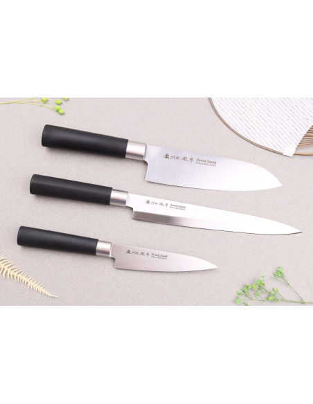 Set di 3 coltelli giapponesi Satake Masamune Saku sashimi + santoku + office