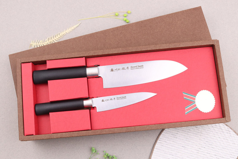 Boxed set 2 Satake Masamune Saku santoku + kantoor Japanse messen