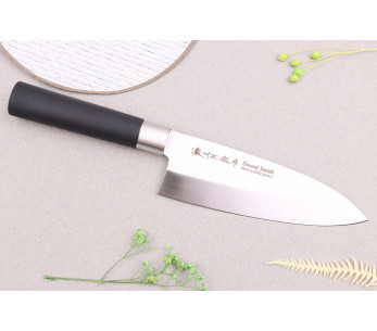 Cuchillo deba japonés Satake Masamune Saku de 16cm en PP negro 2