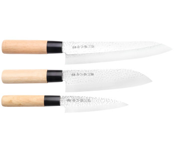 3 kpl Satake Magoroku Saku japanilaisia veitsiä kokki + santoku + deba