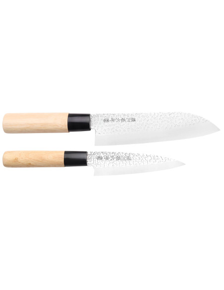 Set van 2 Satake Magoroku Saku santoku + deba Japanse messen