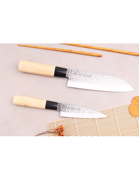 Set van 2 Satake Magoroku Saku santoku + deba Japanse messen