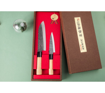 Estuche 2 cuchillos japoneses Satake Magoroku Saku santoku + deba 2