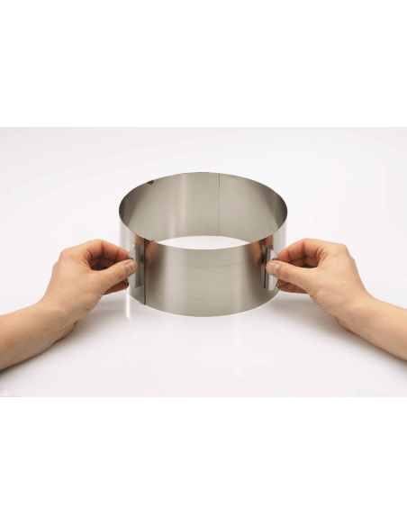 Gefu Tondo extendable cake ring in stainless steel, height 8.5cm