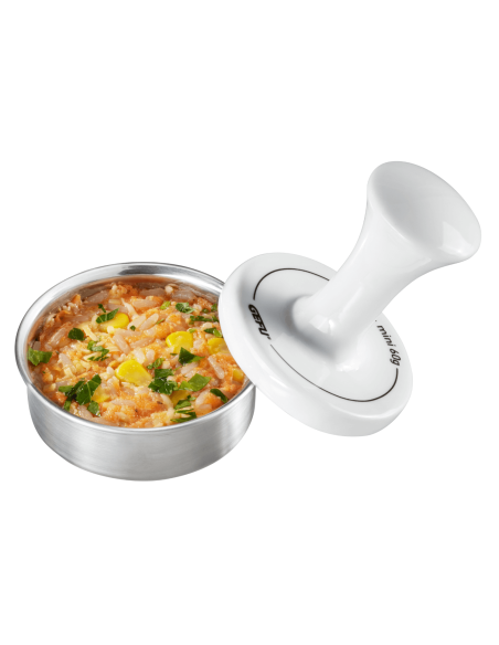 Prensa de hambúrgueres Gefu Spark para mini-hambúrgueres em aço inoxidável e porcelana