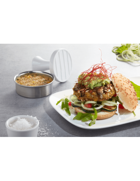 Prensa de hambúrgueres Gefu Spark para mini-hambúrgueres em aço inoxidável e porcelana