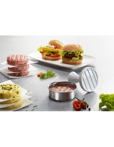 Prensa para minihamburguesas Gefu Spark de acero inoxidable y porcelana