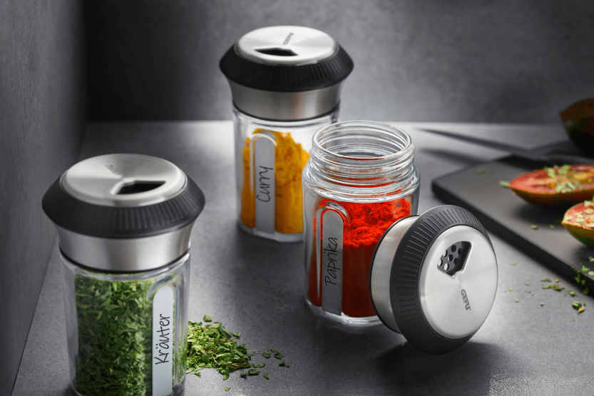 Gefu X-Plosion spice and herb sprinkler + 6 self-adhesive labels