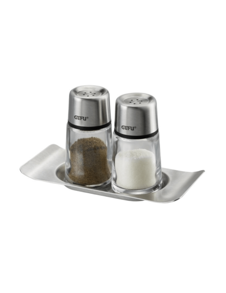 Gefu Brunch salt and pepper shaker set + stainless steel stand