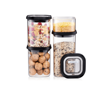 Juego de 4 cajas de cristal de borosilicato Gefu Pantry + 12 etiquetas autoadhesivas 2