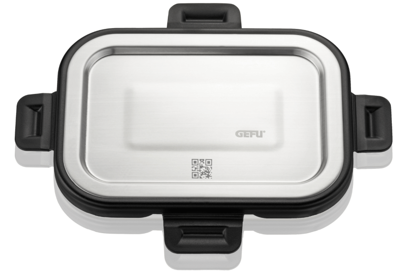Gefu Milo rectangular cool box in borosilicate glass and stainless steel 400ml