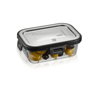 Nevera rectangular Gefu Milo de vidrio borosilicato y acero inoxidable 400ml