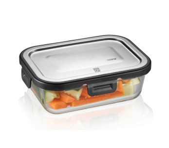 Nevera rectangular Gefu Milo de vidrio borosilicato y acero inoxidable 600ml