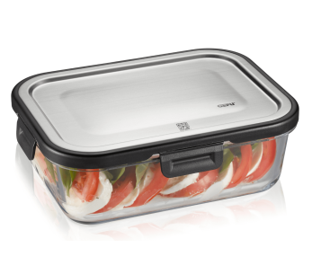 Nevera rectangular Gefu Milo de vidrio borosilicato y acero inoxidable 1000ml