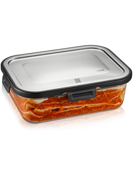 Nevera rectangular Gefu Milo de vidrio borosilicato y acero inoxidable 1500ml