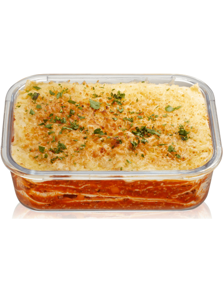 Gefu Milo suorakulmainen kylmälaatikko borosilikaattilasista ja ruostumattomasta teräksestä 1500ml