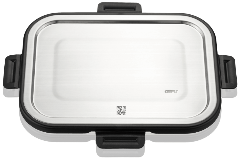 Nevera rectangular Gefu Milo de vidrio borosilicato y acero inoxidable 1500ml